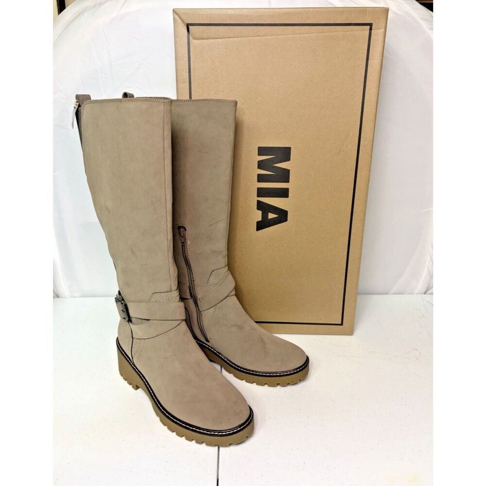 Mia Kathleen Tall Taupe Women's Boots Size 8.5 M Buckle Accent New in Box